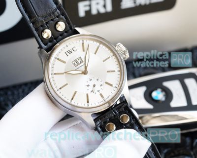 Swiss Grade Replica IWC Big Pilot Watch SS White Dial 45mm 